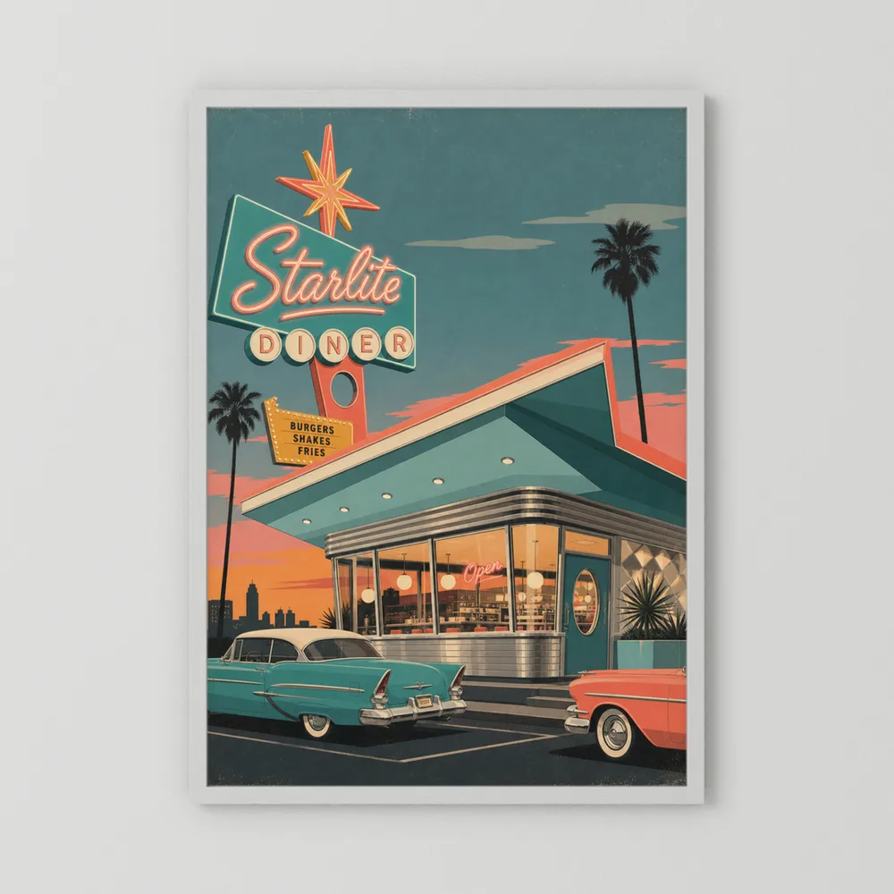 Starlite Diner Retro Americana Art Print
