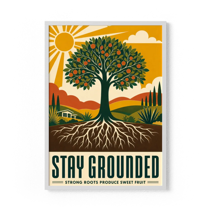 Stay Grounded – Retro Tree & Deep Roots Art Print