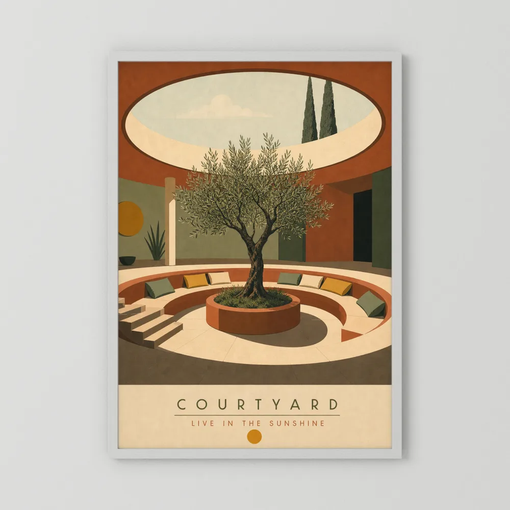 Courtyard Live In The Sunshine Olive Tree Art Print