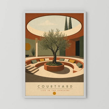 Courtyard Live In The Sunshine Olive Tree Art Print