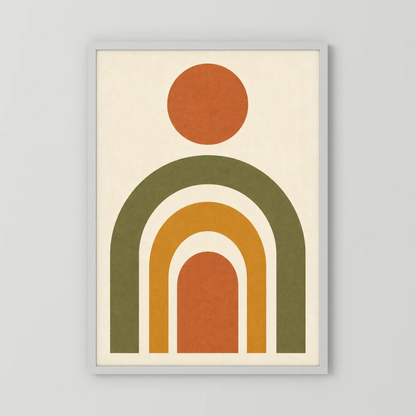 Terracotta Rainbow Sun Boho Minimalist Art Print